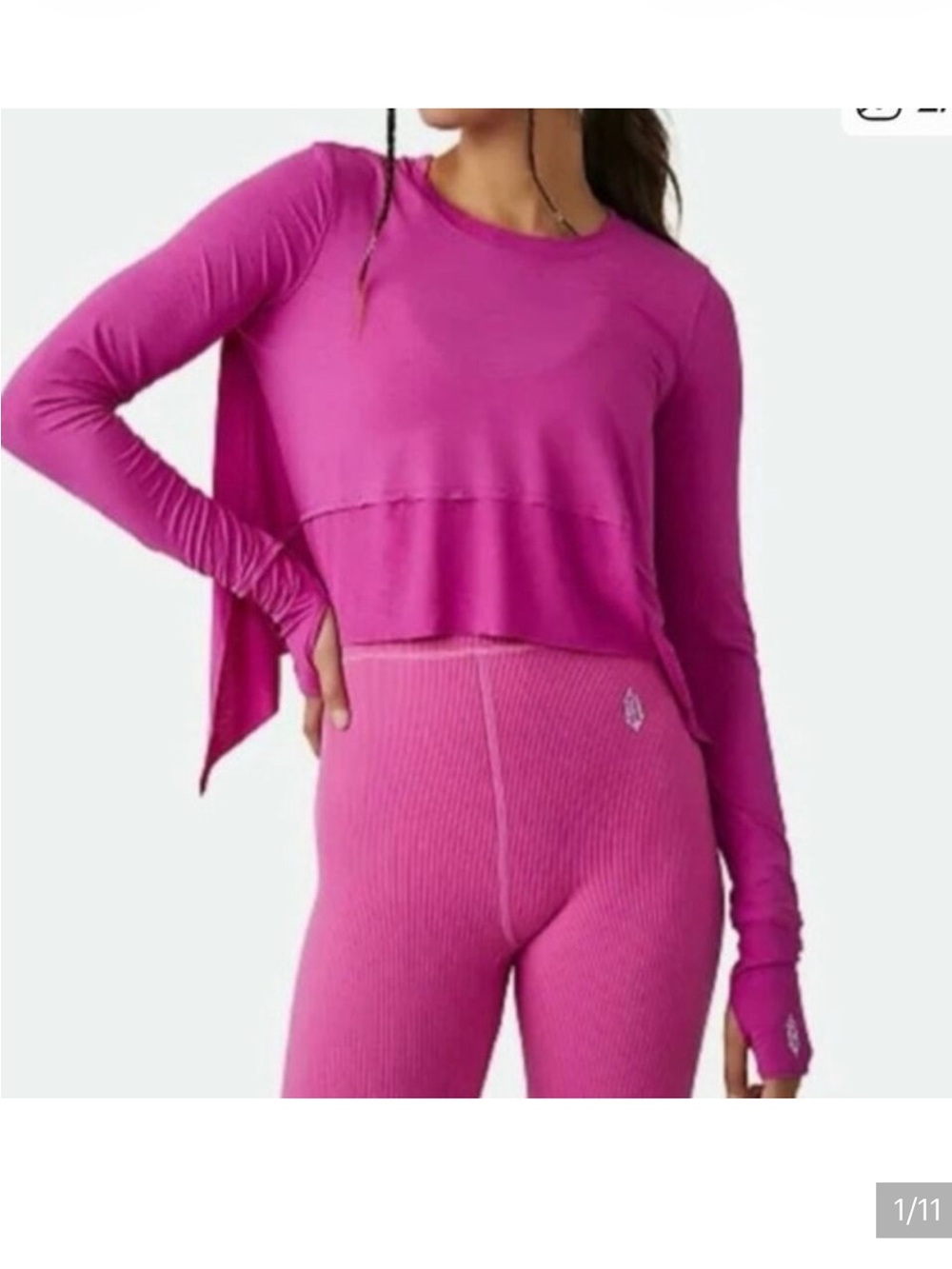 Free People Movement Tempo Women’s Long-Sleeve Cropped Top in Fuchsia